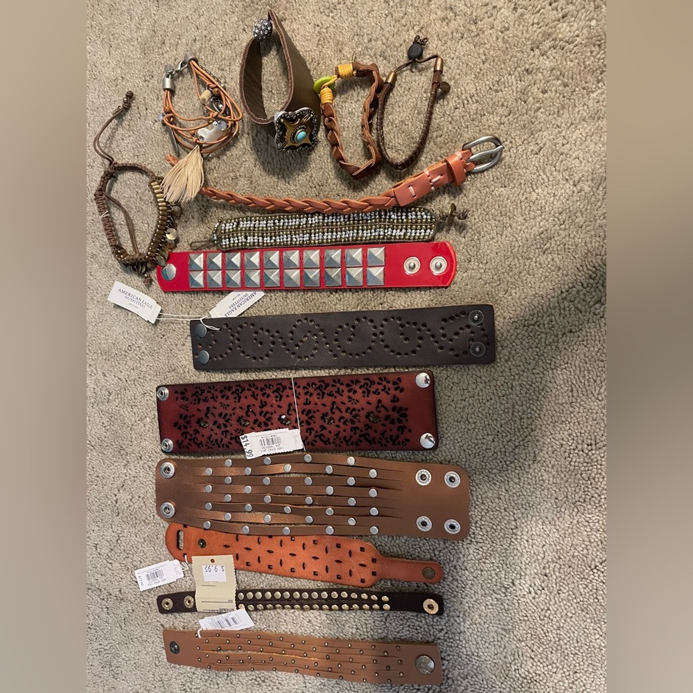 14 assorted leather bracelets from American Eagle